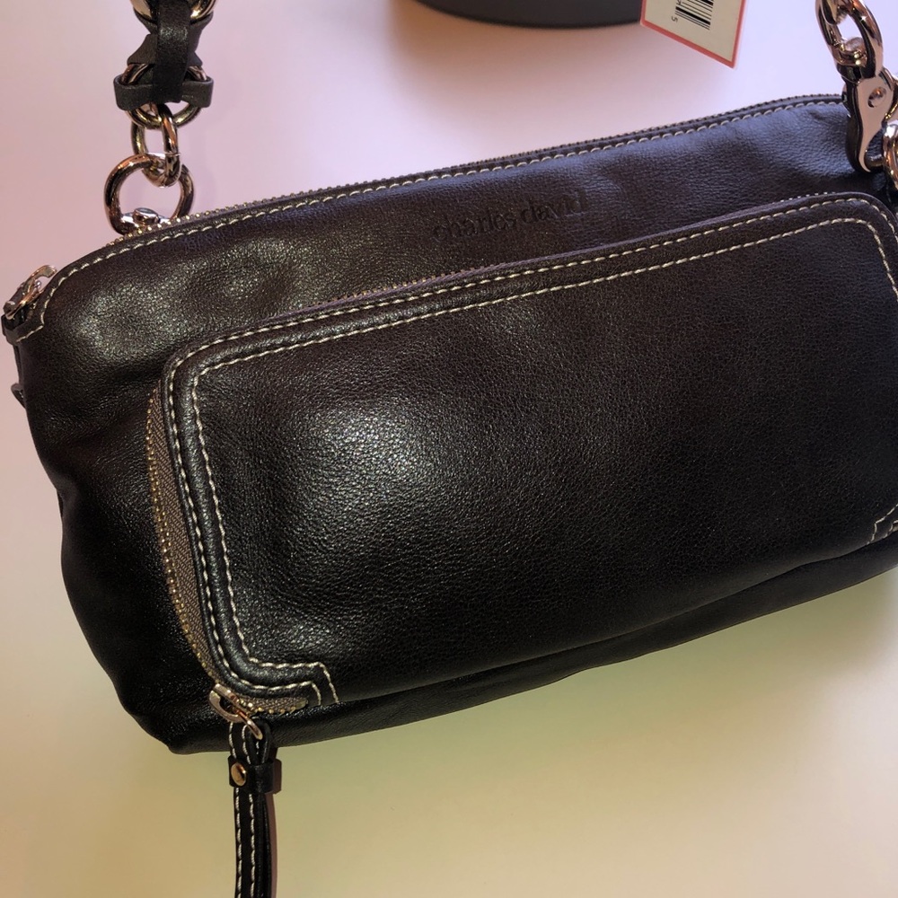 Charles David NWT Ash Brown Leather Shoulder Bag - Picture 5 of 6